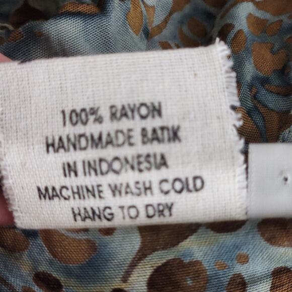 Dibi Women's Blue & Brown 100% Rayon Batik Wrap Around Skirt Size - Small - Picture 6 of 9